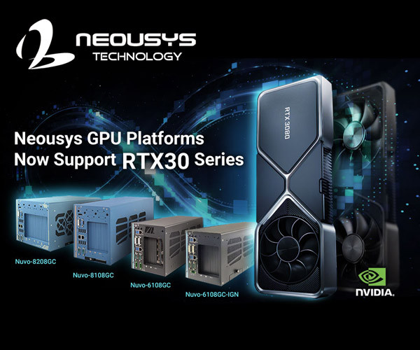 Les plateformes GPU Neousys supportent les cartes graphiques NVIDIA RTX 30 